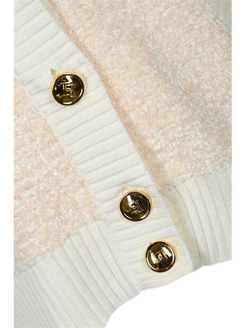 Cardigan in ciniglia boucle' con bottoni gioiello Elisabetta Franchi | MK44S57E2DZ9
